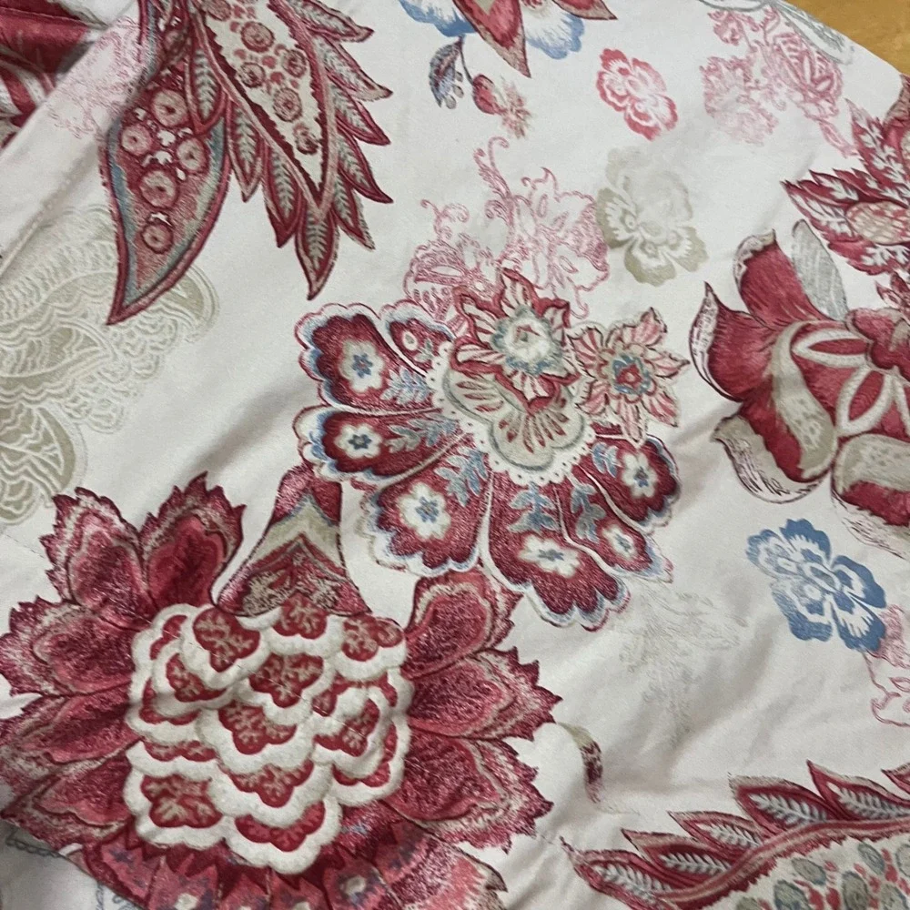 Cindy Crawford Style Floral Paisley Lined Curtain Panels Red Blue 40x80 Set of 2